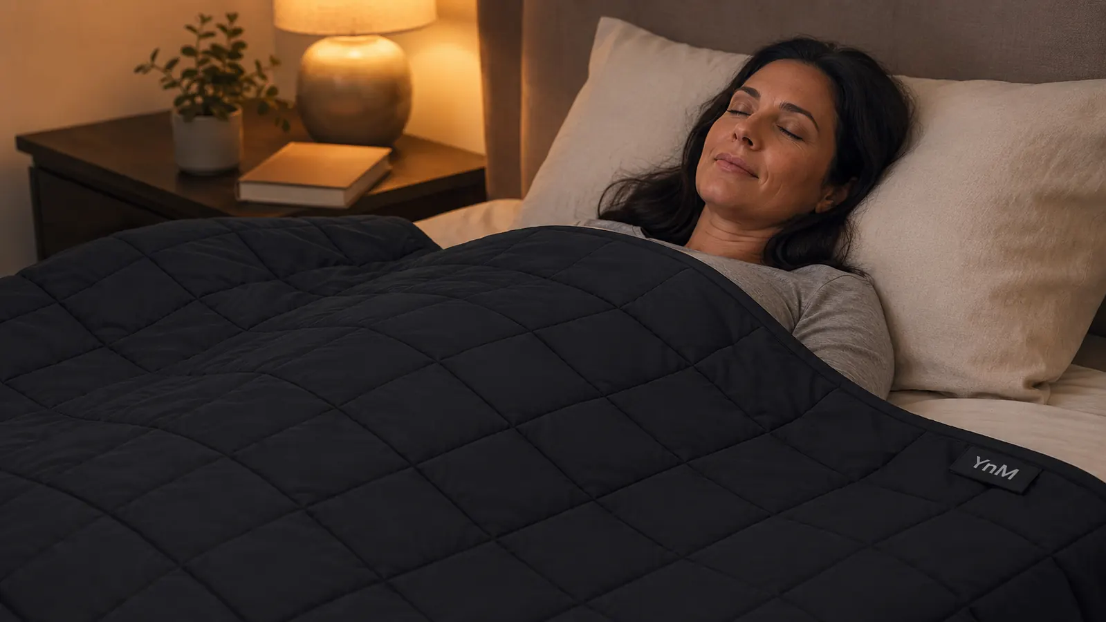 Person standing on a bathroom scale to check their body weight before choosing a weighted blanket
